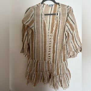 Blue island stripe tan/brown coverup